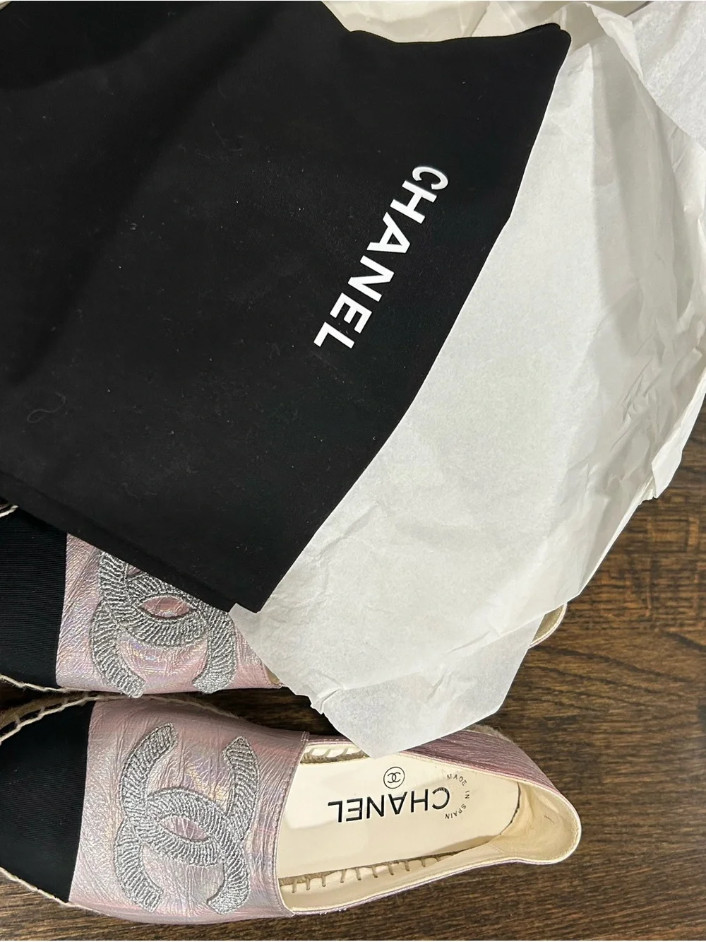 CHANEL espadrilles iridescent